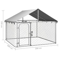 200x200x150cm Outdoor Dog Enclosure with Roof