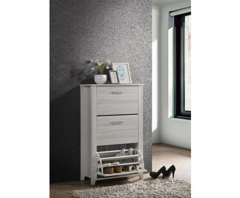 Shoe Cabinet With 3 Compartment Drawer In White Oak - JVEES