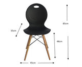 Set of 2 Trenz dining chair Black with solid natural Red oak legs - JVEES