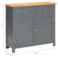 Sideboard 90x33.5x83 cm Solid Oak Wood