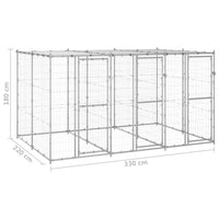 3 Bay Walk In Dog Kennel Galvanised Steel 7.26 m²