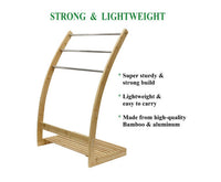 Bamboo Towel Bar Metal Holder Rack 3-Tier Freestanding and Bottom shelf - JVEES