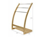 Bamboo Towel Bar Metal Holder Rack 3-Tier Freestanding and Bottom shelf - JVEES