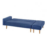 3 Seater Fabric Sofa Bed with Ottoman - Blue - JVEES