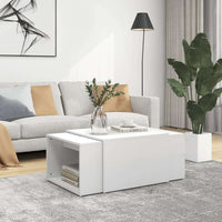 3 Piece Nesting Coffee Table Set White 60x60x30cm Chipboard - JVEES