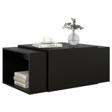 3 Piece Nesting Coffee Table Set Black 60x60x30cm - JVEES