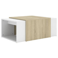 3 Piece Nesting Coffee Table Set White & Sonoma Oak 60x60x30cm - JVEES