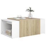 3 Piece Nesting Coffee Table Set White & Sonoma Oak 60x60x30cm - JVEES