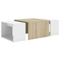 3 Piece Nesting Coffee Table Set White & Sonoma Oak 60x60x30cm - JVEES