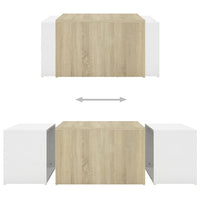 3 Piece Nesting Coffee Table Set White & Sonoma Oak 60x60x30cm - JVEES