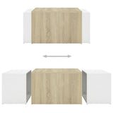 3 Piece Nesting Coffee Table Set White & Sonoma Oak 60x60x30cm - JVEES