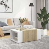 3 Piece Nesting Coffee Table Set White & Sonoma Oak 60x60x30cm - JVEES