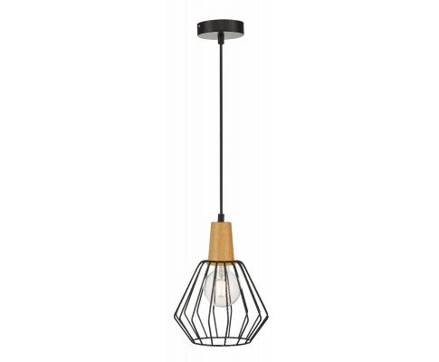 Wood Metal Pendant Light Black - JVEES