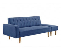 3 Seater Fabric Sofa Bed with Ottoman - Blue - JVEES