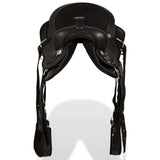 Equestrian Western Childs Saddle, Bridle & Breast Plate, Real Leather 12" Black