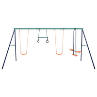 Swing Set with Gymnastic Rings and 4 Seats - Steel