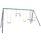 Swing Set with Gymnastic Rings and 4 Seats - Steel