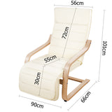 Birch Bentwood Adjustable Lounge Arm Chair w/ Fabric Cushion Beige - JVEES