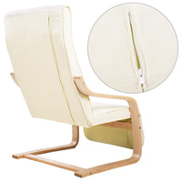 Birch Bentwood Adjustable Lounge Arm Chair w/ Fabric Cushion Beige - JVEES