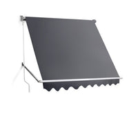 2.4m x 2.1m Retractable Fixed Pivot Arm Awning - Grey - JVEES