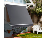 2.4m x 2.1m Retractable Fixed Pivot Arm Awning - Grey - JVEES
