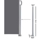 1.8X6M Retractable Side Awning Garden Patio Shade Screen Panel - Grey - JVEES