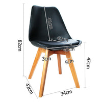 Set of 2 Dining Chair PU Leather Seat Black - JVEES