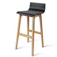 Set of 2 Oak Wood Bar Stools - Black - JVEES