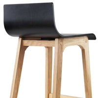 Set of 2 Oak Wood Bar Stools - Black - JVEES