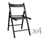 Set of 4 Folding Wooden Chairs -  Black - JVEES