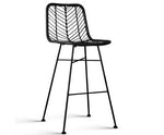 Set of 2 Rattan Bar Stools Black - JVEES