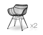 Set of 2 Outdoor Rattan Dining Chair Black - JVEES