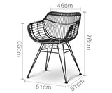 Set of 2 Outdoor Rattan Dining Chair Black - JVEES