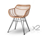 Set of 2 Outdoor Rattan Dining Chair Natural - JVEES