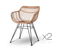 Set of 2 Outdoor Rattan Dining Chair Natural - JVEES