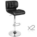 Set of 2 Leather Bar Stools - Black