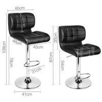 Set of 2 Leather Bar Stools - Black - JVEES