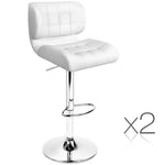 Set of 2 Leather Bar Stools - White