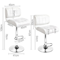 Set of 2 Leather Bar Stools - White - JVEES