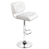 Set of 2 Leather Bar Stools - White - JVEES