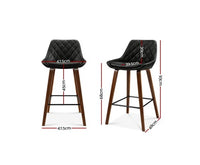 2x Kitchen Bar Stools Bentwood Barstool Leather Black - JVEES