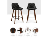 2x Kitchen Bar Stools Bentwood Barstool Leather Black - JVEES