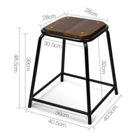 Set of 4 Stackable Wooden Seat Stools – 48.5CM - JVEES