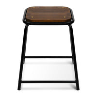 Set of 4 Stackable Wooden Seat Stools – 48.5CM - JVEES