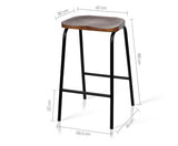 Set of 2 Industrial Bar Stools with Wooden Seat - JVEES