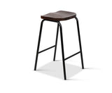 Set of 2 Industrial Bar Stools with Wooden Seat - JVEES