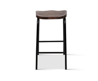 Set of 2 Industrial Bar Stools with Wooden Seat - JVEES