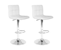 Set of 2 PU Leather Gas Lift Bar Stools - White