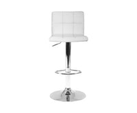 Set of 2 PU Leather Gas Lift Bar Stools - White