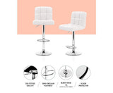 Set of 2 PU Leather Gas Lift Bar Stools - White